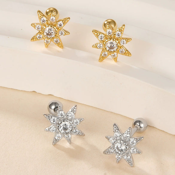 Wholesale S925 Silver Zircon Star Earrings For Women