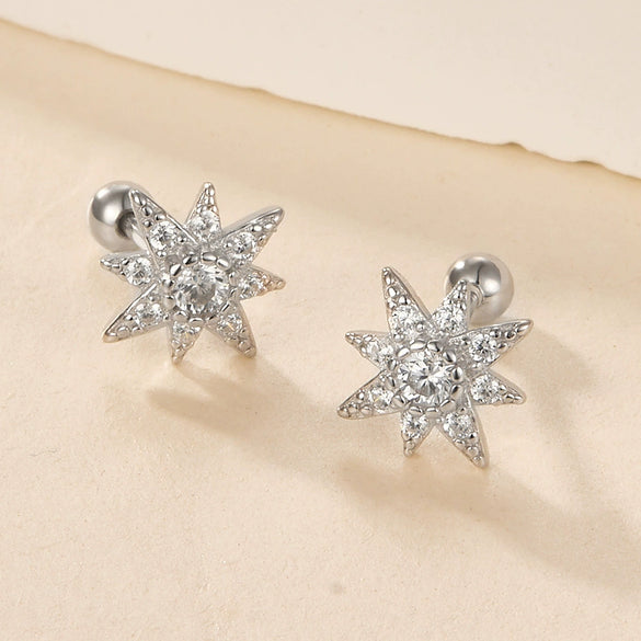 Wholesale S925 Silver Zircon Star Earrings For Women