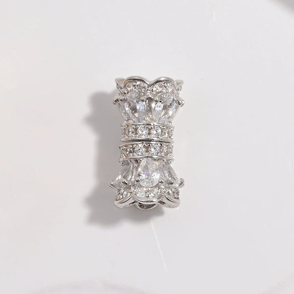 Wholesale S925 Silver Zirconia Small Waist Rotary Turnbuckle Doublelayer Necklace