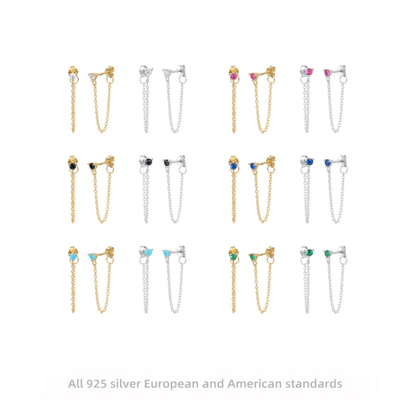 Wholesale S925 Sterling Fashion Exquisite Simple Inlaid Zircon Geometric Earrings Jewelry