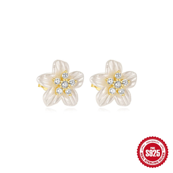 Wholesale S925 Sterling Silver Acrylic Hollow Flap Flower Geometric Earrings With Electroplating Treatment And Minimalist Design