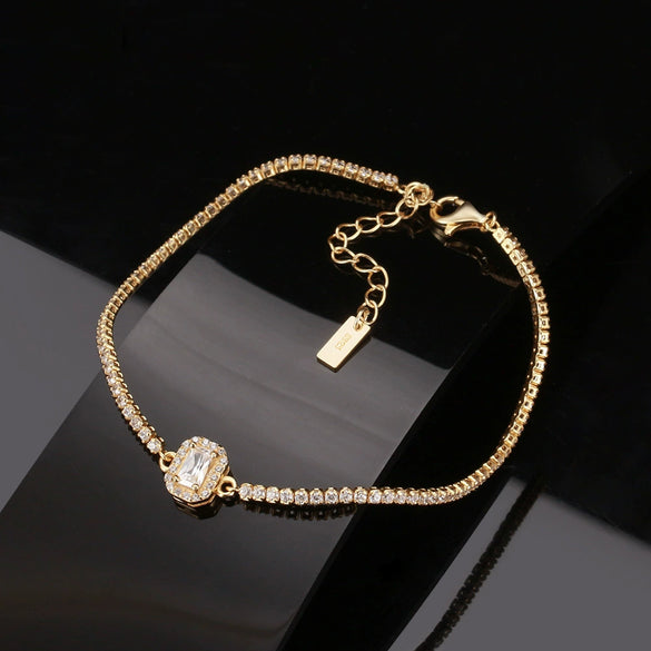 Wholesale S925 Sterling Silver Adjustable Cross Chain Electroplated Geometric Bracelet Jewelry