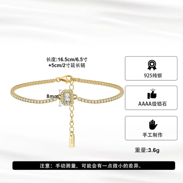 Wholesale S925 Sterling Silver Adjustable Cross Chain Electroplated Geometric Bracelet Jewelry