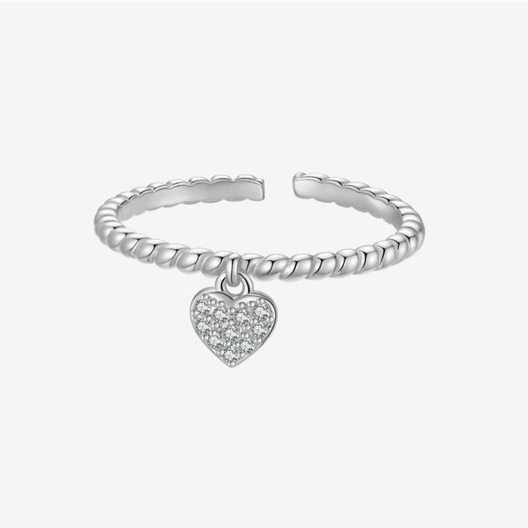 Wholesale S925 Sterling Silver Adjustable Open Heart Ring With Electroplating Fashionable And Versatile Design For Women