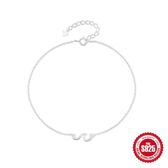 Wholesale S925 Sterling Silver Adjustable Wavy Pendant Geometric Kanklet Women's Minimalist High End Jewelry