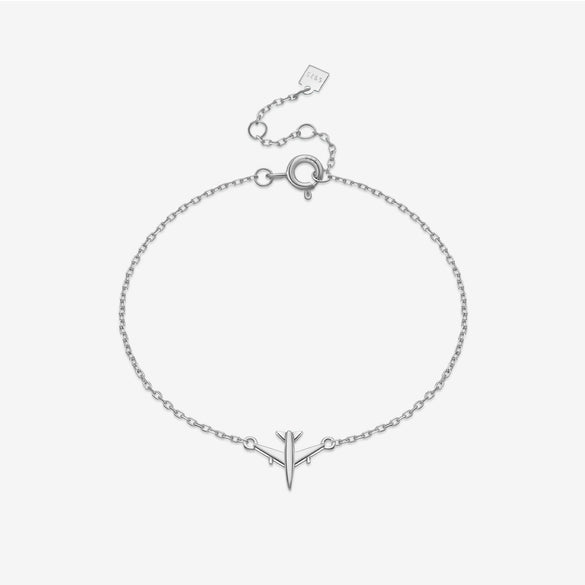 Wholesale S925 Sterling Silver Aircraft Pendant Necklace And Bracelet With Adjustable Cross Chain Electroplated Platinum Or 18K Gold Simple Style Unisex