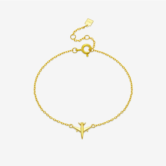 Wholesale S925 Sterling Silver Aircraft Pendant Necklace And Bracelet With Adjustable Cross Chain Electroplated Platinum Or 18K Gold Simple Style Unisex