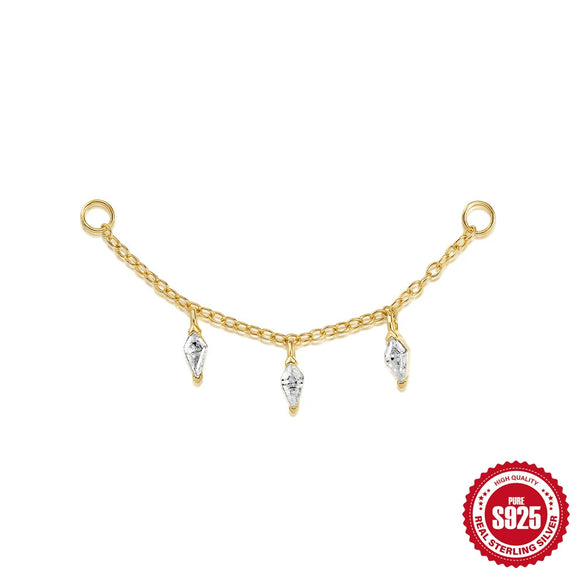 Wholesale S925 Sterling Silver All Match Shining Horse Eye Zircon Pendant Earrings With Long Chain And Cartilage Chain Environmentally Friendly Plated For Women