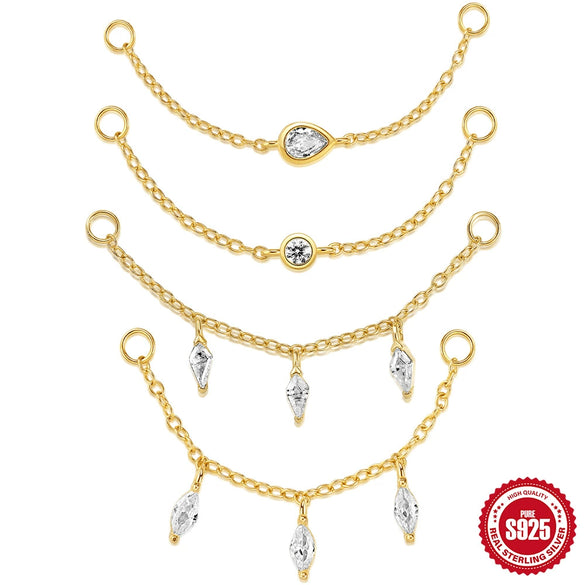 Wholesale S925 Sterling Silver All Match Shining Horse Eye Zircon Pendant Earrings With Long Chain And Cartilage Chain Environmentally Friendly Plated For Women