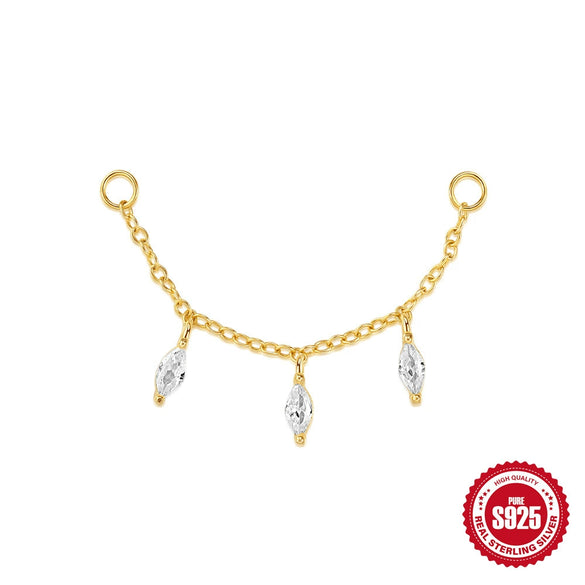 Wholesale S925 Sterling Silver All Match Shining Horse Eye Zircon Pendant Earrings With Long Chain And Cartilage Chain Environmentally Friendly Plated For Women