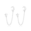 Wholesale S925 Sterling Silver All Match Star Moon Chain Tassel Earrings For Women With Geometric Pattern And Electroplating Treatment