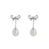 Wholesale S925 Sterling Silver And Freshwater Pearl Bow Handmade Earrings For Women