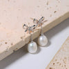 Wholesale S925 Sterling Silver And Freshwater Pearl Bow Handmade Earrings For Women