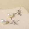Wholesale S925 Sterling Silver And Freshwater Pearl Bow Handmade Earrings For Women
