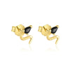 Wholesale S925 Sterling Silver Animal Black Zircon Earrings For Women Light Luxury Distinctive Retro Trendy