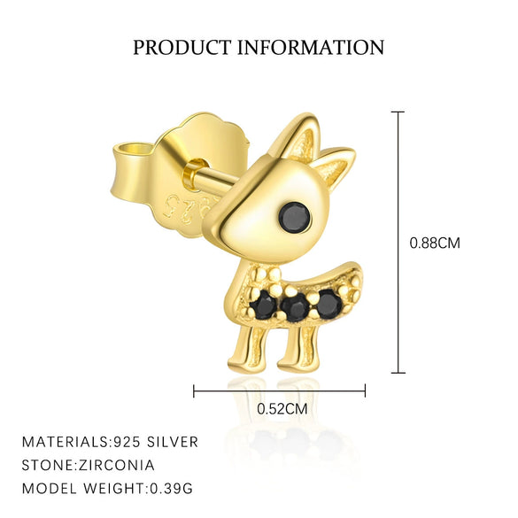 Wholesale S925 Sterling Silver Animal Black Zircon Earrings For Women Light Luxury Distinctive Retro Trendy
