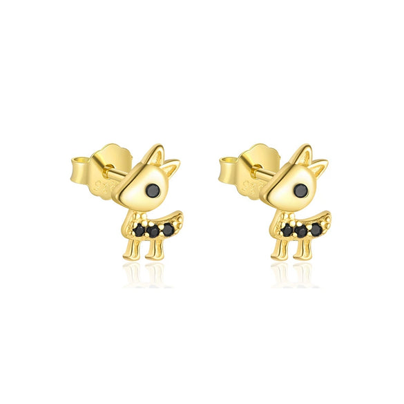 Wholesale S925 Sterling Silver Animal Black Zircon Earrings For Women Light Luxury Distinctive Retro Trendy