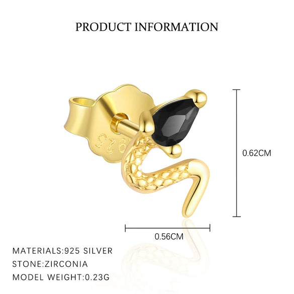 Wholesale S925 Sterling Silver Animal Black Zircon Earrings For Women Light Luxury Distinctive Retro Trendy