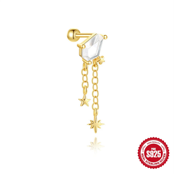 Wholesale S925 Sterling Silver Animal Butterfly Heart Star And Moon Element Piercing Earrings With Zirconia And Geometric Shape