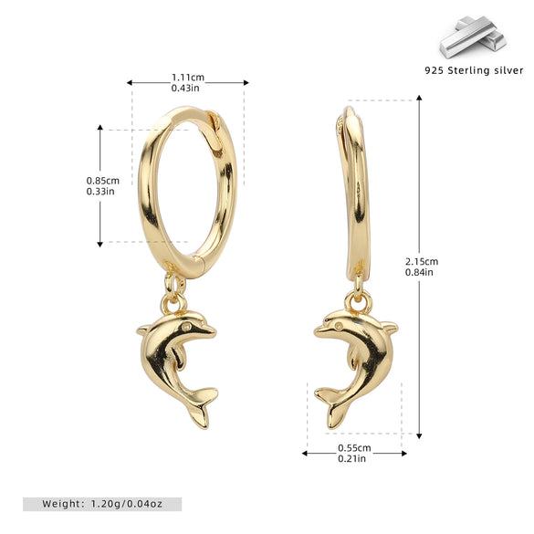 Wholesale S925 Sterling Silver Animal Dolphin Women's Earrings