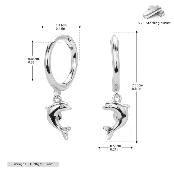 Wholesale S925 Sterling Silver Animal Dolphin Women's Earrings