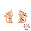 Wholesale S925 Sterling Silver Animal Kitten Earrings With Electroplating
