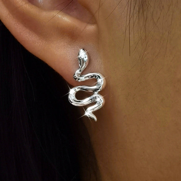 Wholesale S925 Sterling Silver Animal Snake Electroplated Microinlaid Zircon Women's Earrings