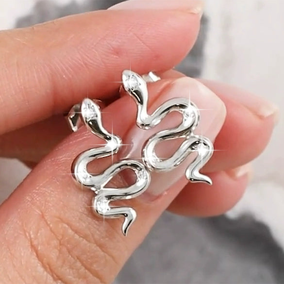 Wholesale S925 Sterling Silver Animal Snake Electroplated Microinlaid Zircon Women's Earrings