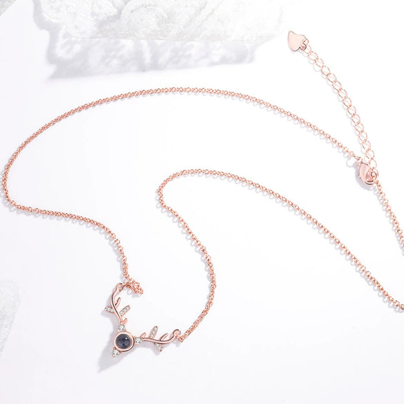 Wholesale S925 Sterling Silver Animals Zodiac Deer Pendant Clavicle Necklace With Cross Chain And Electroplating Treatment For Female