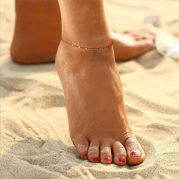 Wholesale S925 Sterling Silver Anklets Geometric Simple Style Foot Accessories