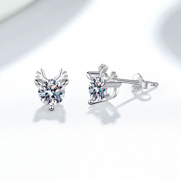 Wholesale S925 Sterling Silver Antler Earrings With Animal Pattern And Electroplating Treatment