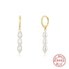 Wholesale S925 Sterling Silver Asymmetric Geometric Wind Chain Tassel Pearl Earrings For Women