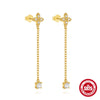 Wholesale S925 Sterling Silver Asymmetrical Moon Earrings With French Tassel And Zircon Geometric Design
