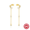 Wholesale S925 Sterling Silver Asymmetrical Moon Earrings With French Tassel And Zircon Geometric Design