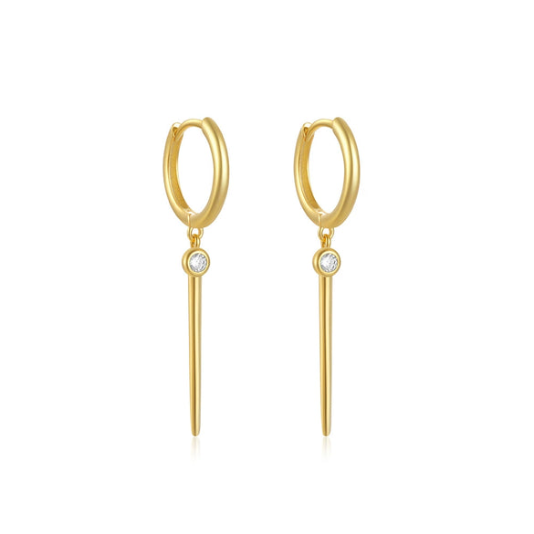 Wholesale S925 Sterling Silver Awl Diamond Earrings With Creative Rivet Design And Geometric Styling Electroplated