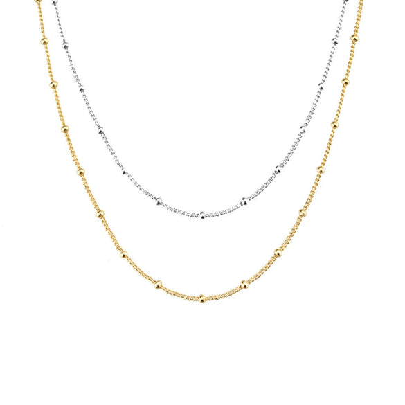 Wholesale S925 Sterling Silver Bead Long Chain Necklace With Geometric Style And Electroplating Process