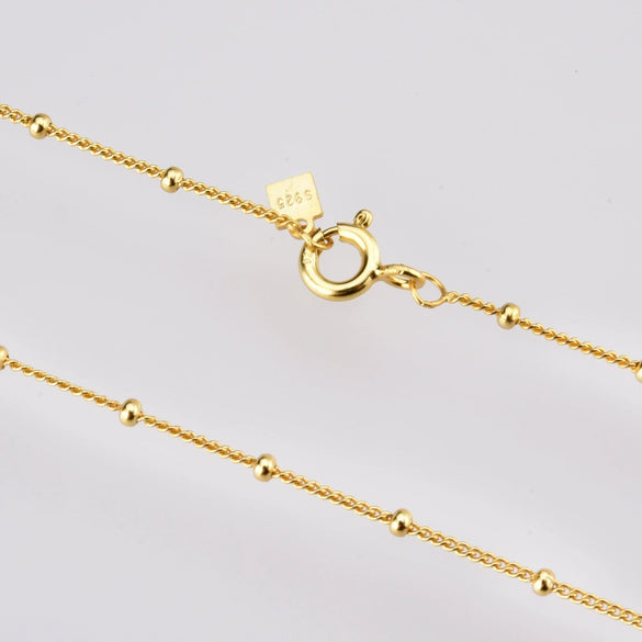 Wholesale S925 Sterling Silver Bead Long Chain Necklace With Geometric Style And Electroplating Process