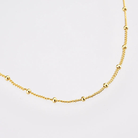 Wholesale S925 Sterling Silver Bead Long Chain Necklace With Geometric Style And Electroplating Process