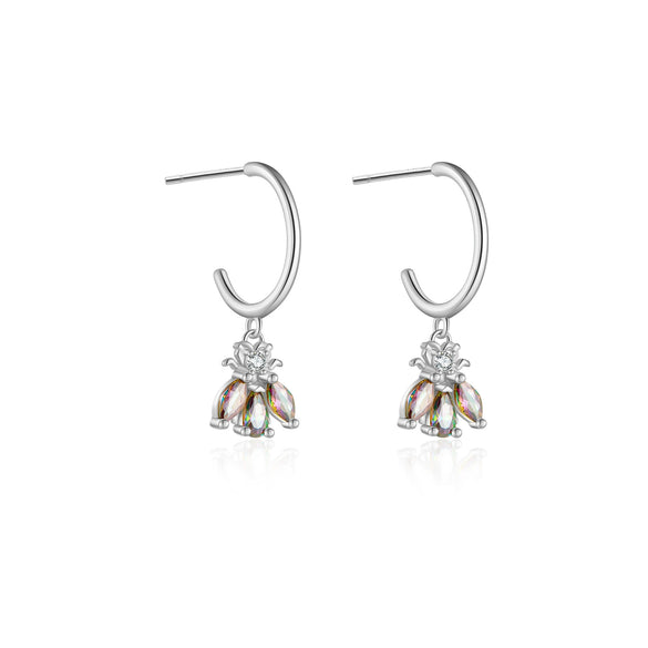 Wholesale S925 Sterling Silver Bee Ear Drop Earrings With Color Zircon Light Luxury Style Platinum Or 18K Gold Electroplated