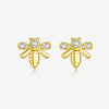 Wholesale S925 Sterling Silver Bee Earrings Electroplated With Platinum And 18K Gold Minimalist Animal Style Ear Jewelry For Women