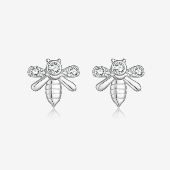 Wholesale S925 Sterling Silver Bee Earrings Electroplated With Platinum And 18K Gold Minimalist Animal Style Ear Jewelry For Women
