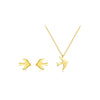 Wholesale S925 Sterling Silver Bird Bear Little Pig Small Animal Pattern Simple Style Necklace Earrings With Cross Chain And Joker Clavicle Chain Platinum 18K Gold Electroplated