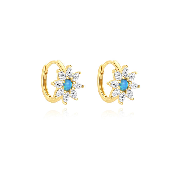 Wholesale S925 Sterling Silver Blue Opal Water Drop Geometric Zircon Earrings With Electroplating