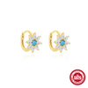 Wholesale S925 Sterling Silver Blue Opal Water Drop Geometric Zircon Earrings With Electroplating