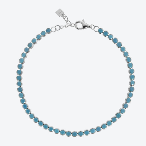 Wholesale S925 Sterling Silver Blue Pine Edge Multi Row Full Diamond Micro Encrusted Women's Hand Bracelet With Electroplating