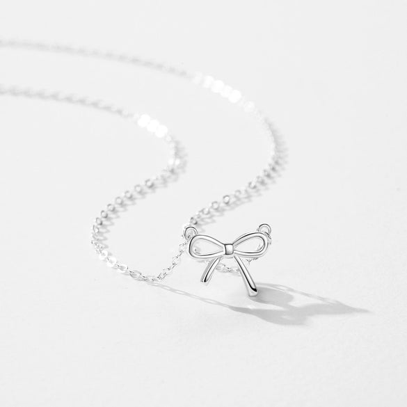 Wholesale S925 Sterling Silver Bow Clavicle Chain Necklace Jewelry For Women With Electroplating Treatment
