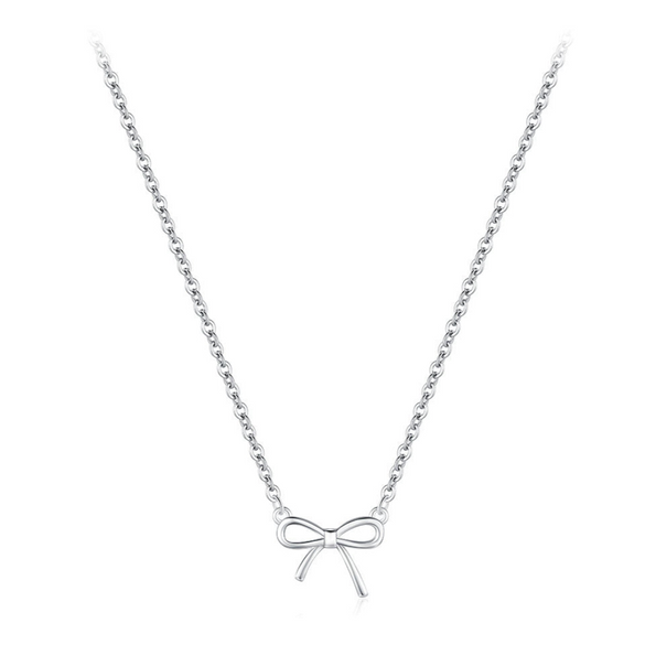 Wholesale S925 Sterling Silver Bow Clavicle Chain Necklace Jewelry For Women With Electroplating Treatment