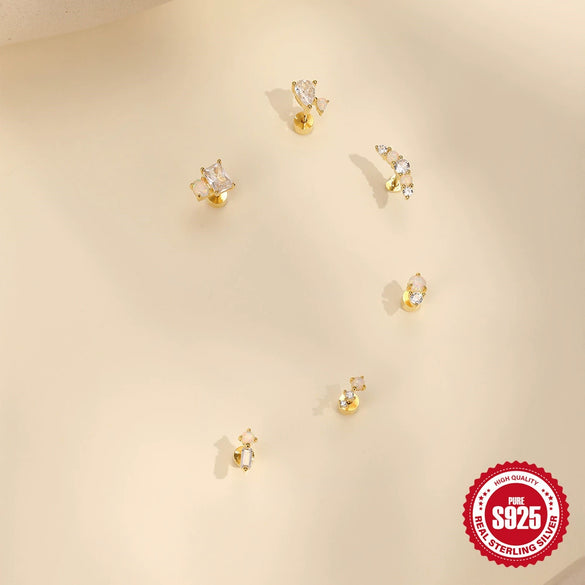 Wholesale S925 Sterling Silver Bow Pattern Microinlaid Zircon Flower Ear Bone Nail Piercing Earrings For Women