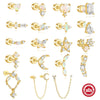 Wholesale S925 Sterling Silver Bow Pattern Microinlaid Zircon Flower Ear Bone Nail Piercing Earrings For Women