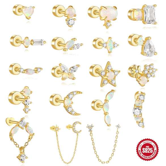 Wholesale S925 Sterling Silver Bow Pattern Microinlaid Zircon Flower Ear Bone Nail Piercing Earrings For Women